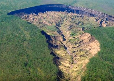 Batagay Crater in Verkhoyansk District, Arctic Yakutia